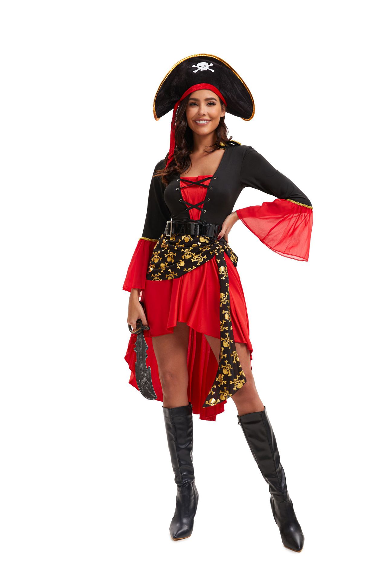  2 Pc Cruel Seas Pirate Captain Dress Costume
